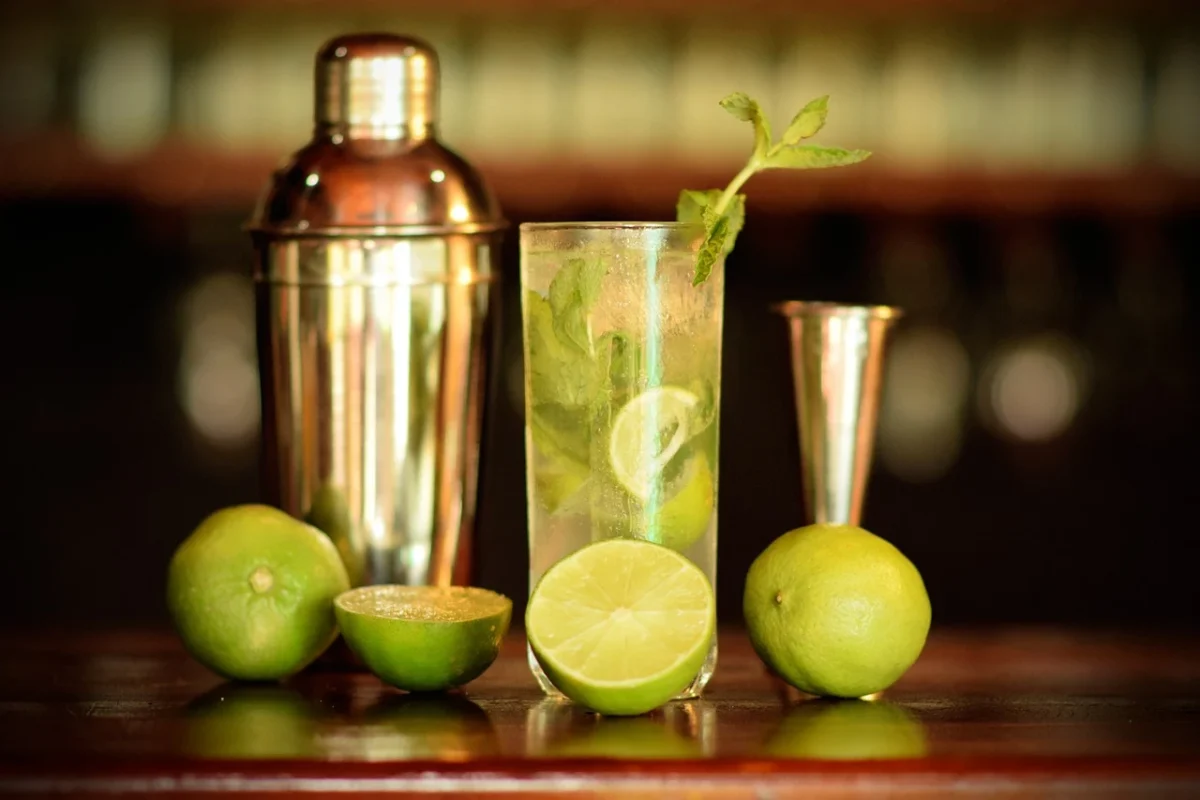 Mojito fatto in casa con menta fresca, lime e rum bianco